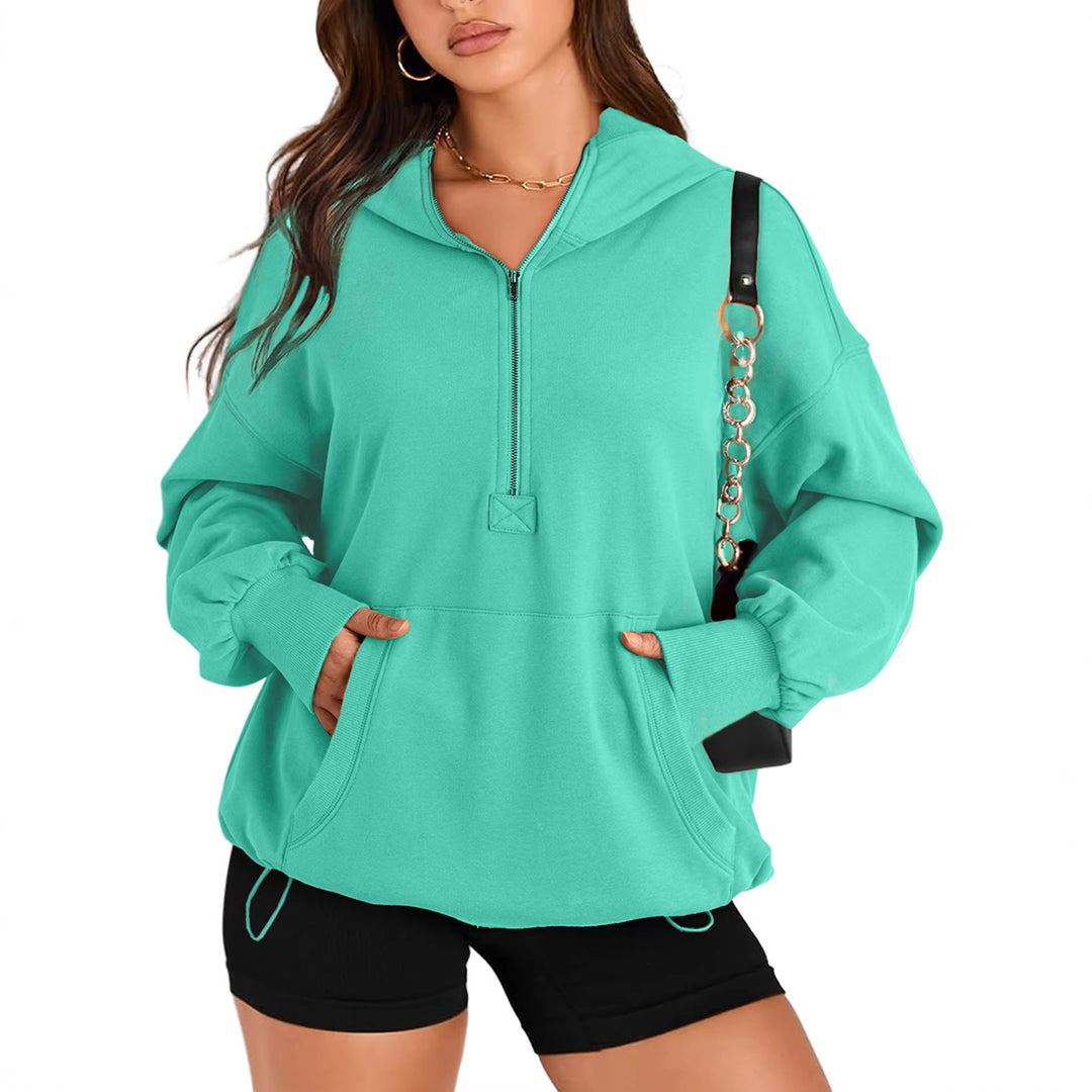Damen Oversize-Halbzip-Hoodie mit Tunnelzug und Kängurutasche Echo Archiv