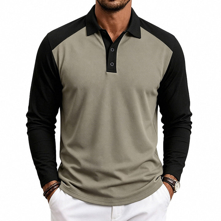 Herren nan langärmeliges Raglan-Polo aus Baumwollmix mit Knopfleiste und ergonomischem Schnitt Echo Archiv