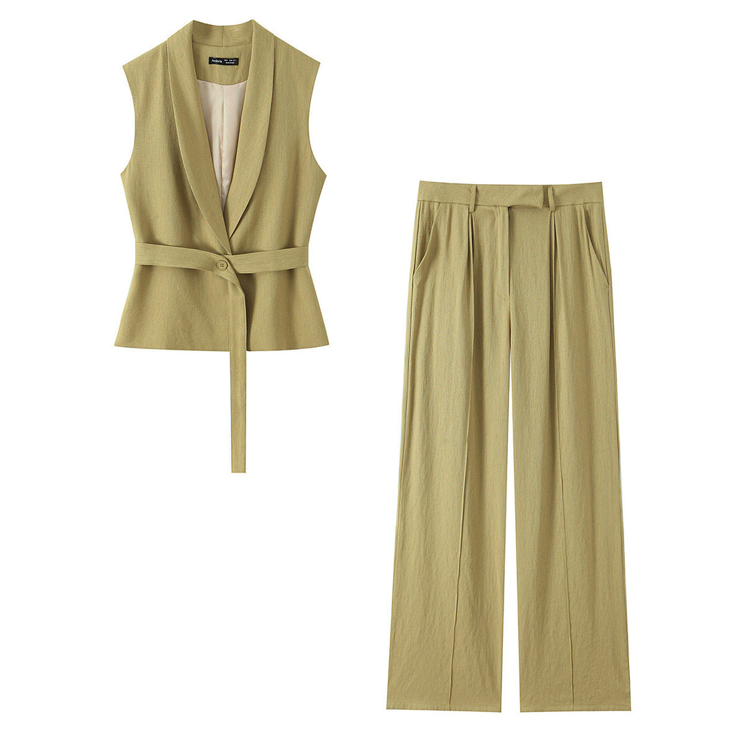 Damen modisches Blazer- und Palazzo-Hosen-Set mit taillierter Silhouette Echo Archiv