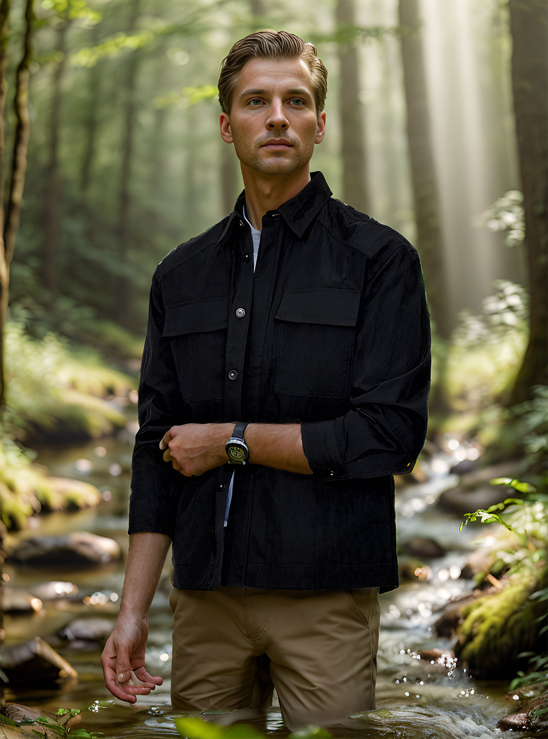 Herren Mehrzweck-Camp-Shirt mit praktischen Taschen und atmungsaktiven Eigenschaften Echoarchiv