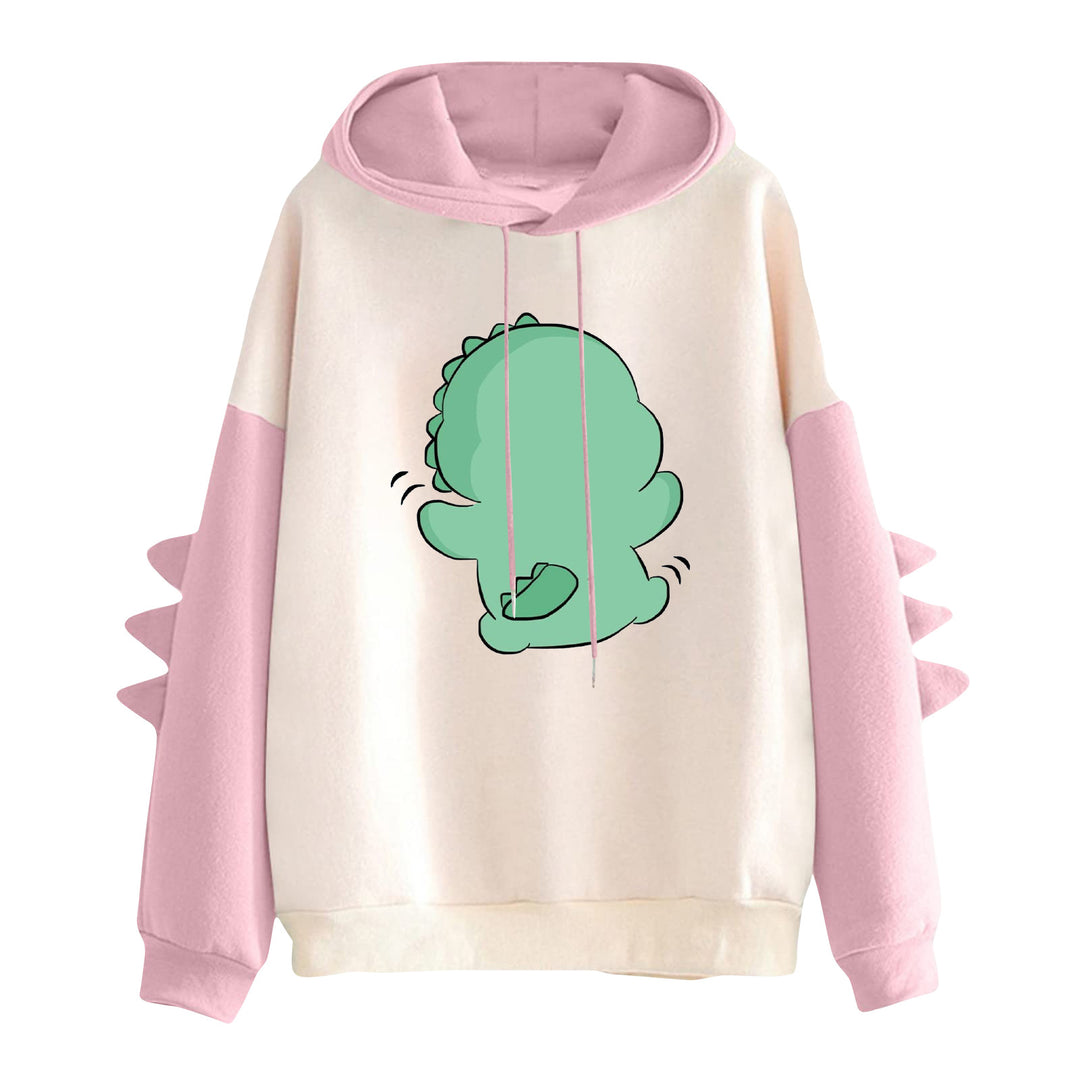Damen Kapuzenpullover mit niedlichem Dinosaurierprint und dreidimensionalen Stacheln – Auréline