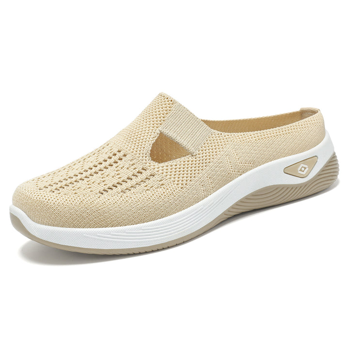 Damen nan atmungsaktive Strick-Slipper Clog mit seitlicher Cut-Out-Öffnung, dämpfender EVA- und PU-Zwischensohle Echo Archiv