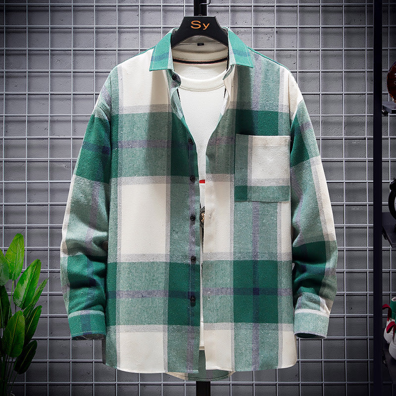 Herren nan karierte Flanell-Hemdjacke im Oversize-Schnitt mit aufgesetzter Brusttasche Echo Archiv