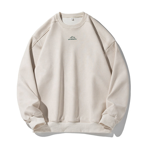 Unisex Oversize Rundhals-Sweatshirt mit minimalistischer Berg-Stickerei Echo Archiv