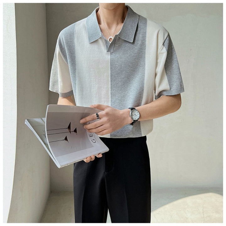 Herren Poloshirt mit modernem Farbblockdesign und lockerer Passform Echoarchiv