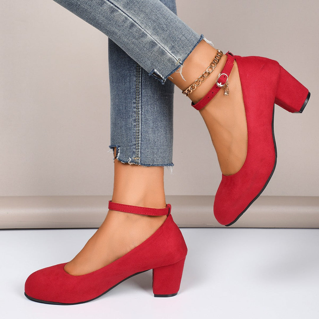 Damen Blockabsatz-Pumps mit verstellbarem Riemen und elegantem Stil Echoarchiv