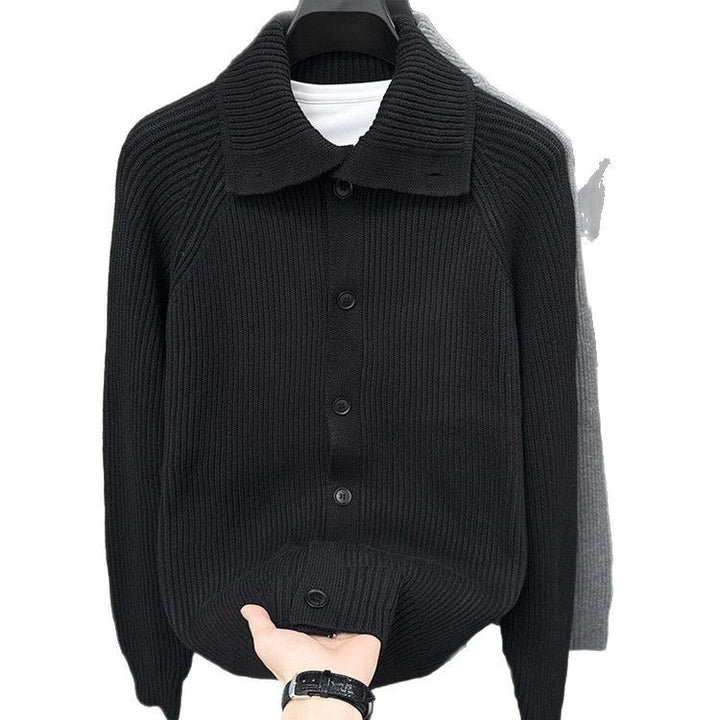 Herren Strickjacke mit weichem Rippstrickmuster und Button-Down-Kragen Echoarchiv