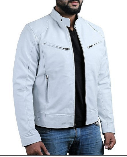Herren klassische Lederjacke mit eleganten Innenfutter und Reißverschluss-Taschen Echoarchiv