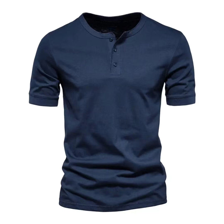 Herren nan tailliertes Kurzarm-Henleyshirt aus Baumwollmix mit Knopfleiste Echo Archiv