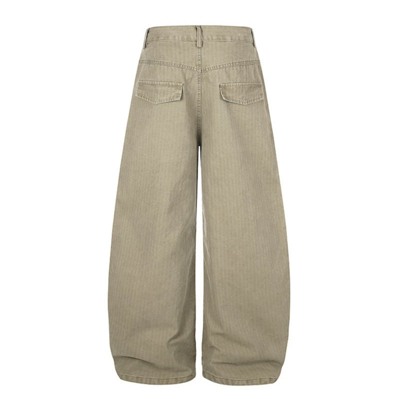 Damen Weite High‑Waist Palazzo‑Hose aus Denim mit aufgesetzten Taschen und Nietenkreuz-Detail Echoarchiv