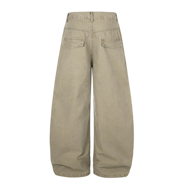 Damen Weite High‑Waist Palazzo‑Hose aus Denim mit aufgesetzten Taschen und Nietenkreuz-Detail Echoarchiv