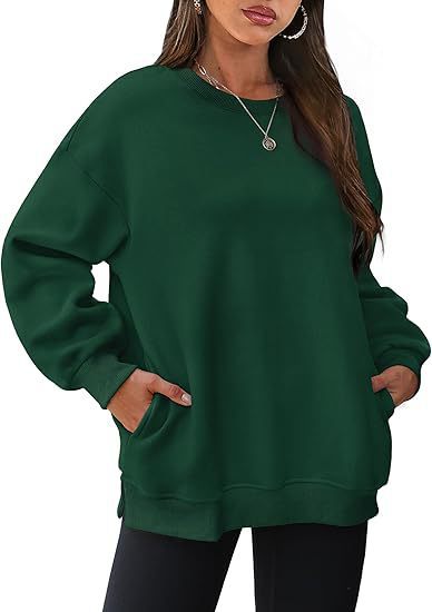Damen nan lässiger Oversize-Sweatpullover mit seitlichen Eingrifftaschen, geripptem Saum und überschnittener Schulter Echo Archiv