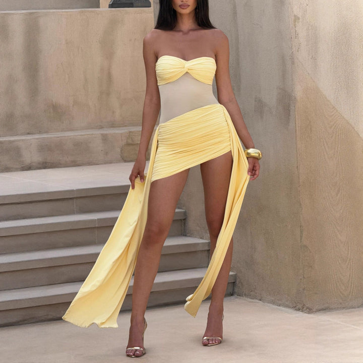 Damen Bodycon Minikleid mit innovativem Wickeldesign und herausnehmbaren Trägern Echo Archiv