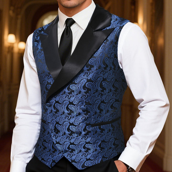 Herren elegante Brokatweste mit schimmerndem Satinrevers Echoarchiv