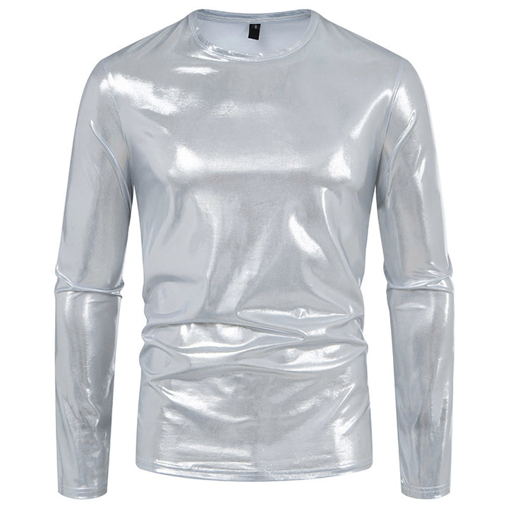Herren Langarmshirt aus glattem, reflektierendem Material Echoarchiv