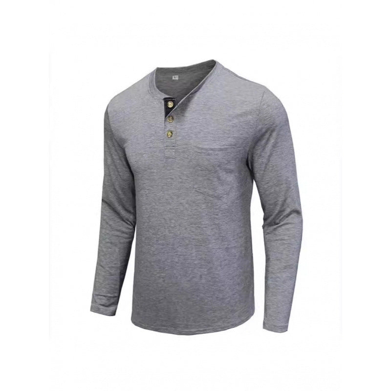 Herren Langarmshirt mit modischem Stehkragen und eleganter Knopfleiste Echoarchiv