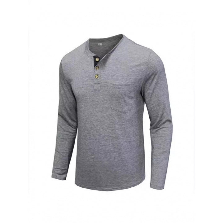 Herren Langarmshirt mit modischem Stehkragen und eleganter Knopfleiste Echoarchiv