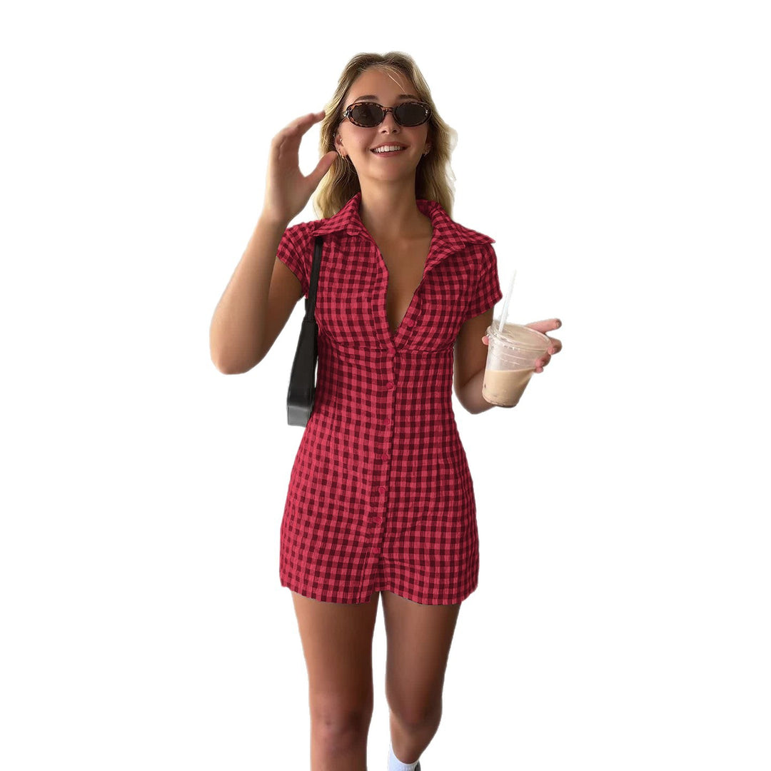 Damen Karo Hemdkleid mit figurbetonendem Schnitt Echo Archiv
