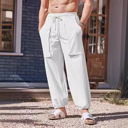 Herren lockere Sommerhose mit elastischem Bund und Taschen Echoarchiv
