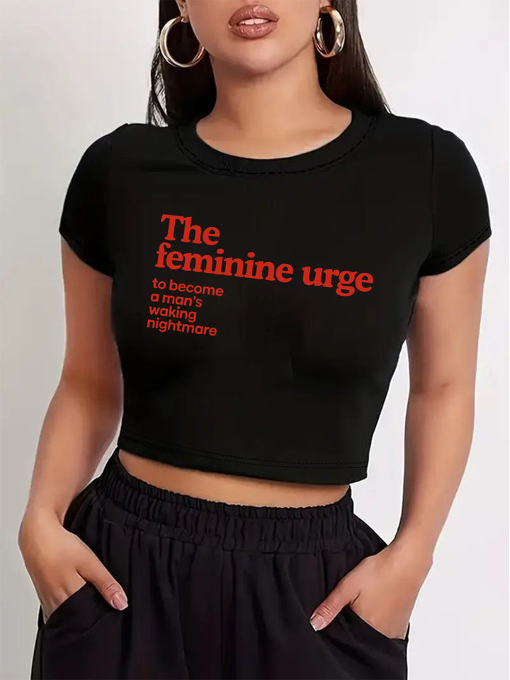 Damen Crop-T-Shirt mit inspirierendem Statementdruck Echo Archiv