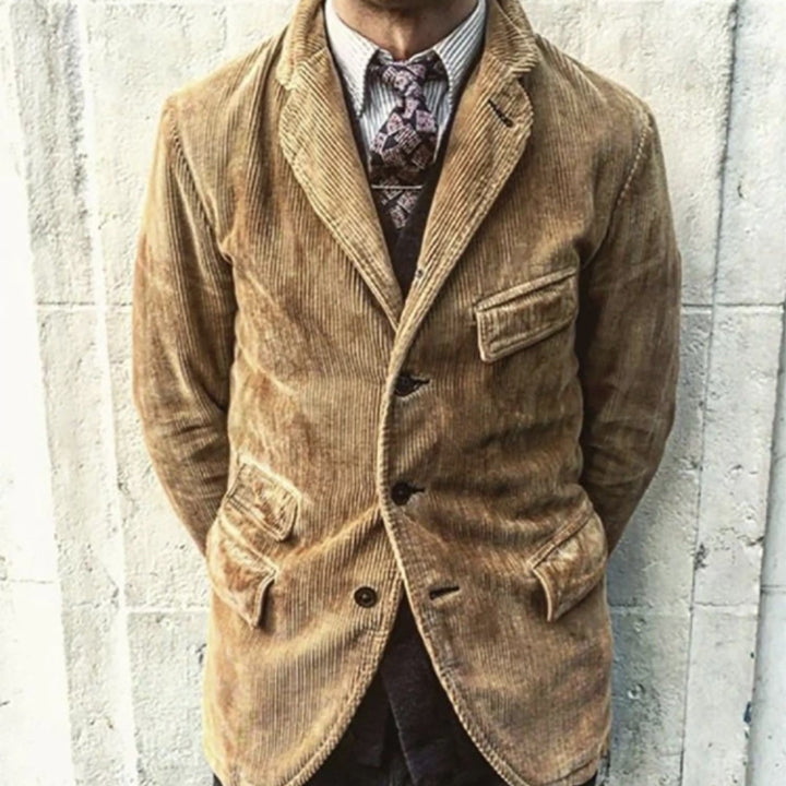 Herren Kordsamt-Sakko im Vintage-Look mit Pattentaschen und Reverskragen – Tianoro