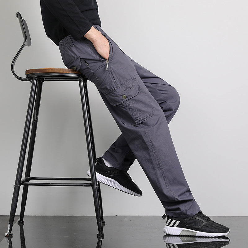 Herren Lockere Cargohose mit elastischem Bund, Multifach‑Taschen & geradem Bein Echo Archiv