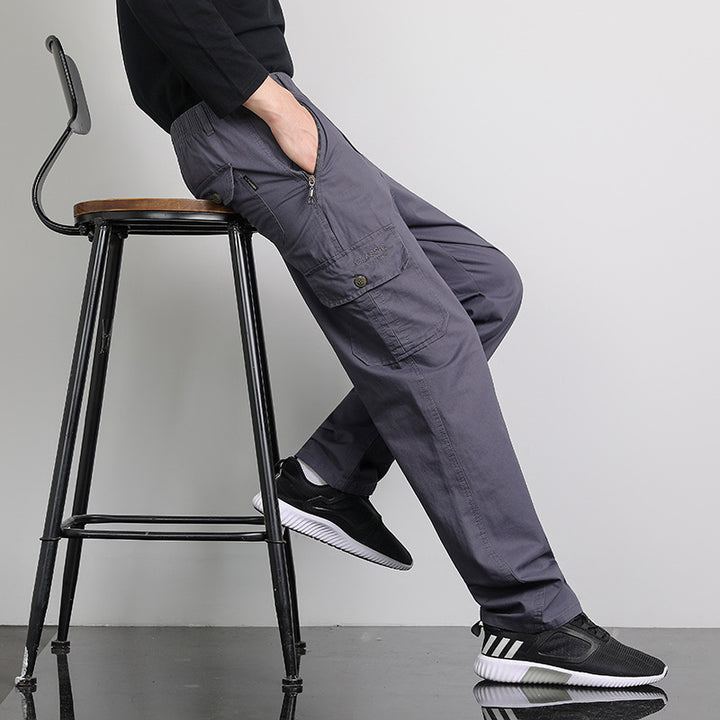Herren Lockere Cargohose mit elastischem Bund, Multifach‑Taschen & geradem Bein Echo Archiv