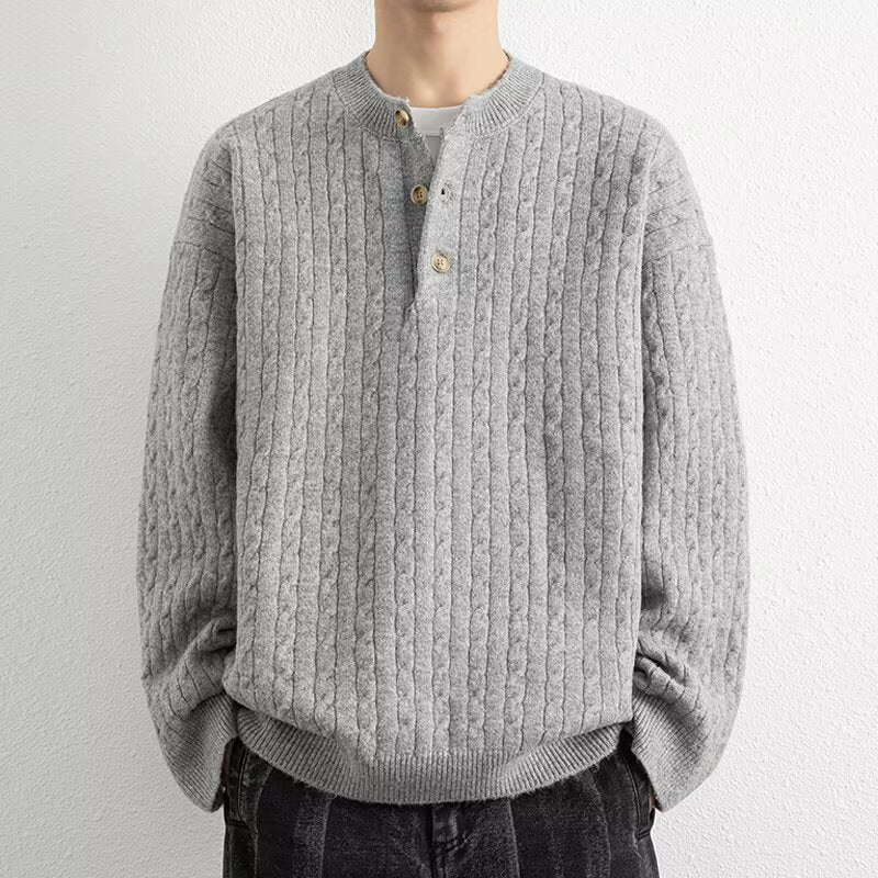 Herren Grobstrickpullover mit Knopfleiste Echoarchiv 1787964769