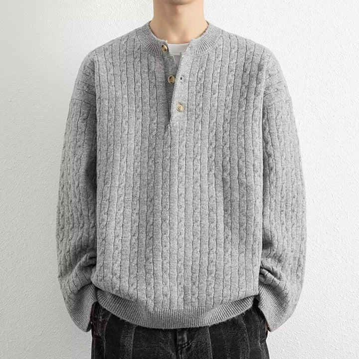 Herren Grobstrickpullover mit Knopfleiste Echoarchiv 1787964769