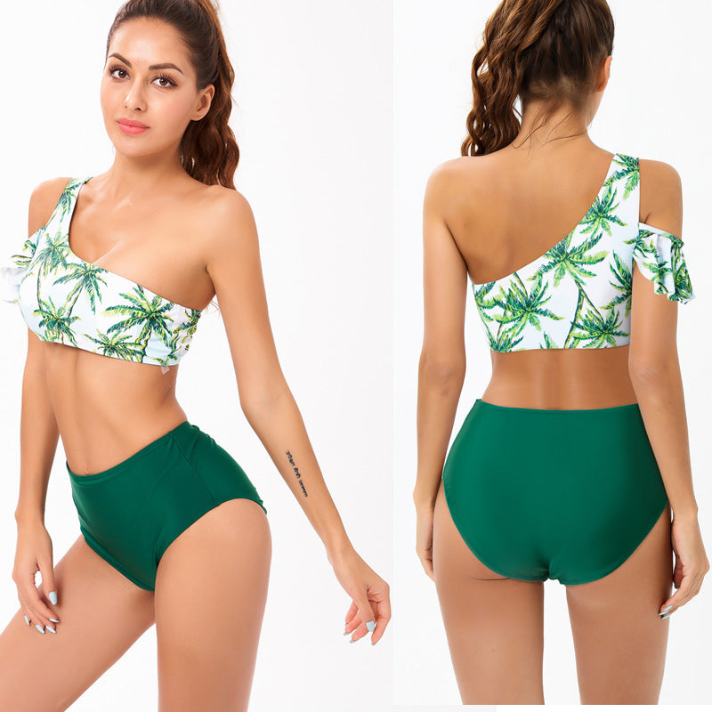 Damen Einseitiger Bikini mit floralem Design und hohem Taillenschnitt Echo Archiv