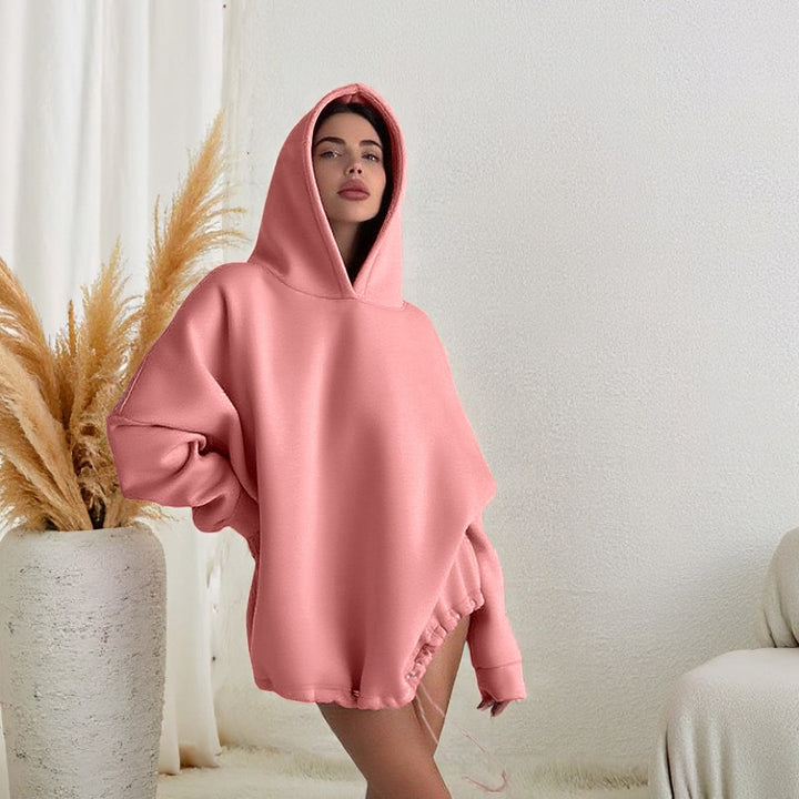 Damen Oversize-Kapuzenpullover mit verstellbarem Tunnelzugsaum – Avérine