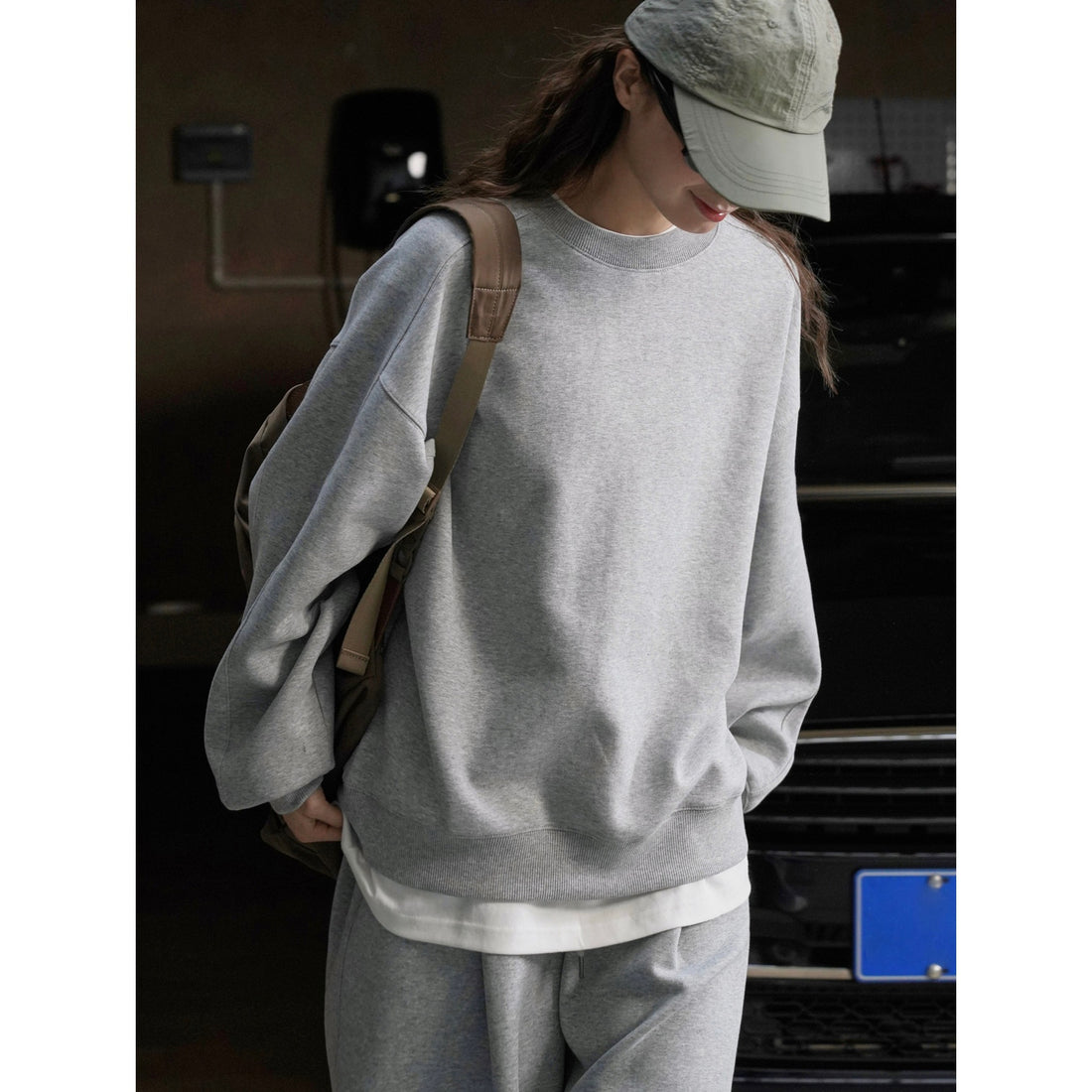 Damen Relaxed-Sweatpullover mit verstärktem Rundhalsausschnitt und Baumwoll-Fleece Echoarchiv