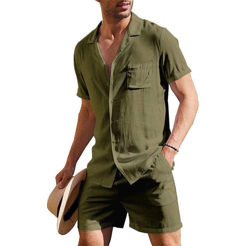 Herren luftiges Kurzarm-Hemd und Shorts Set Echoarchiv
