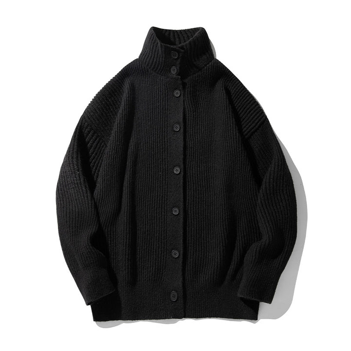 Damen Oversize Cardigan aus feinem Rippstrick mit hohem Rollkragen und durchgehender Knopfleiste Echo Archiv