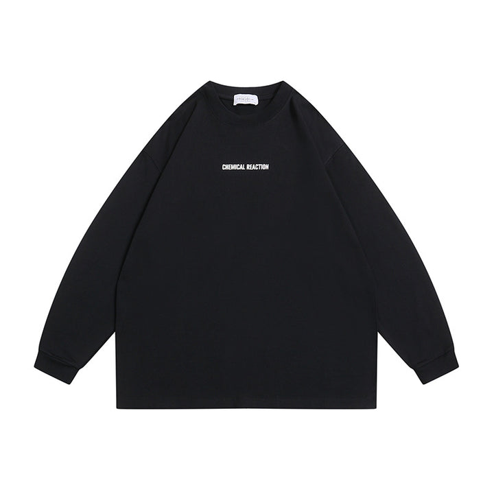 Unisex Oversize-Langarmshirt aus Baumwollmischung mit kleinem Brustprint und gerippten Bündchen Echoarchiv