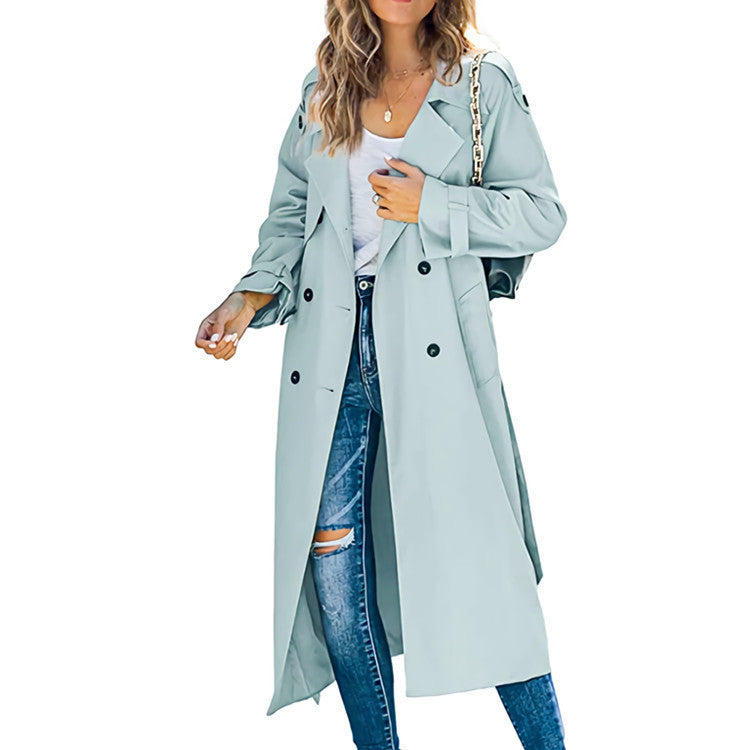 Damen legerer Trenchcoat mit Gürteldesign und stylischen Knöpfen Echoarchiv