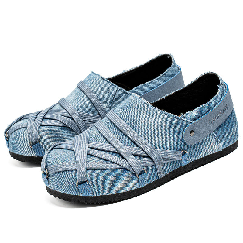 Herren lässige Slipper im Denim-Look mit elastischen Riemen, verstellbarem Fersenriemen und profilierter Gummisohle Echo Archiv