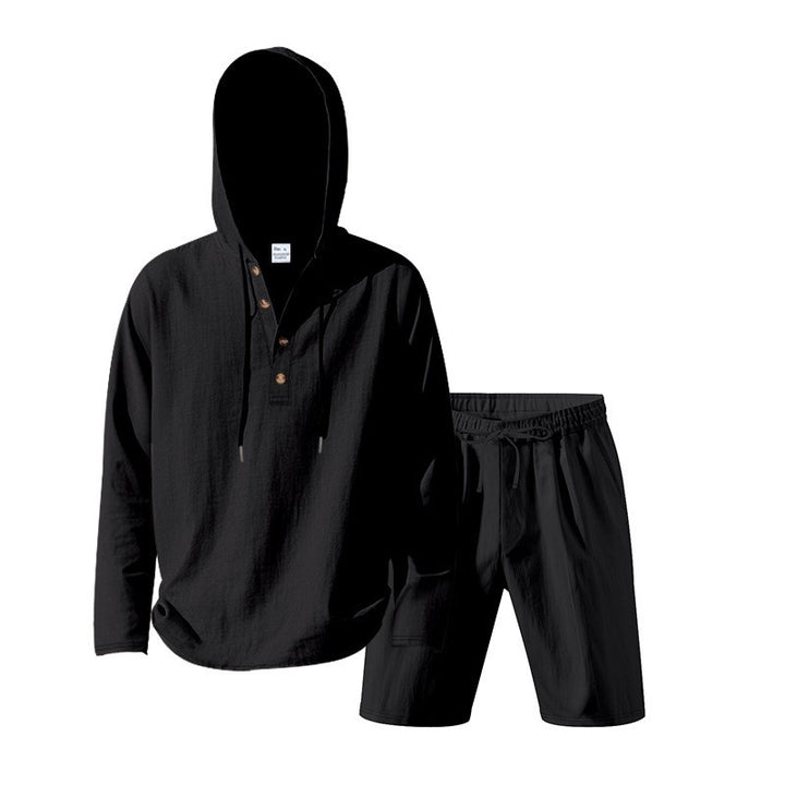 Herren lässiges Kapuzenshirt mit kurzer Hose im entspannten Stil Echoarchiv