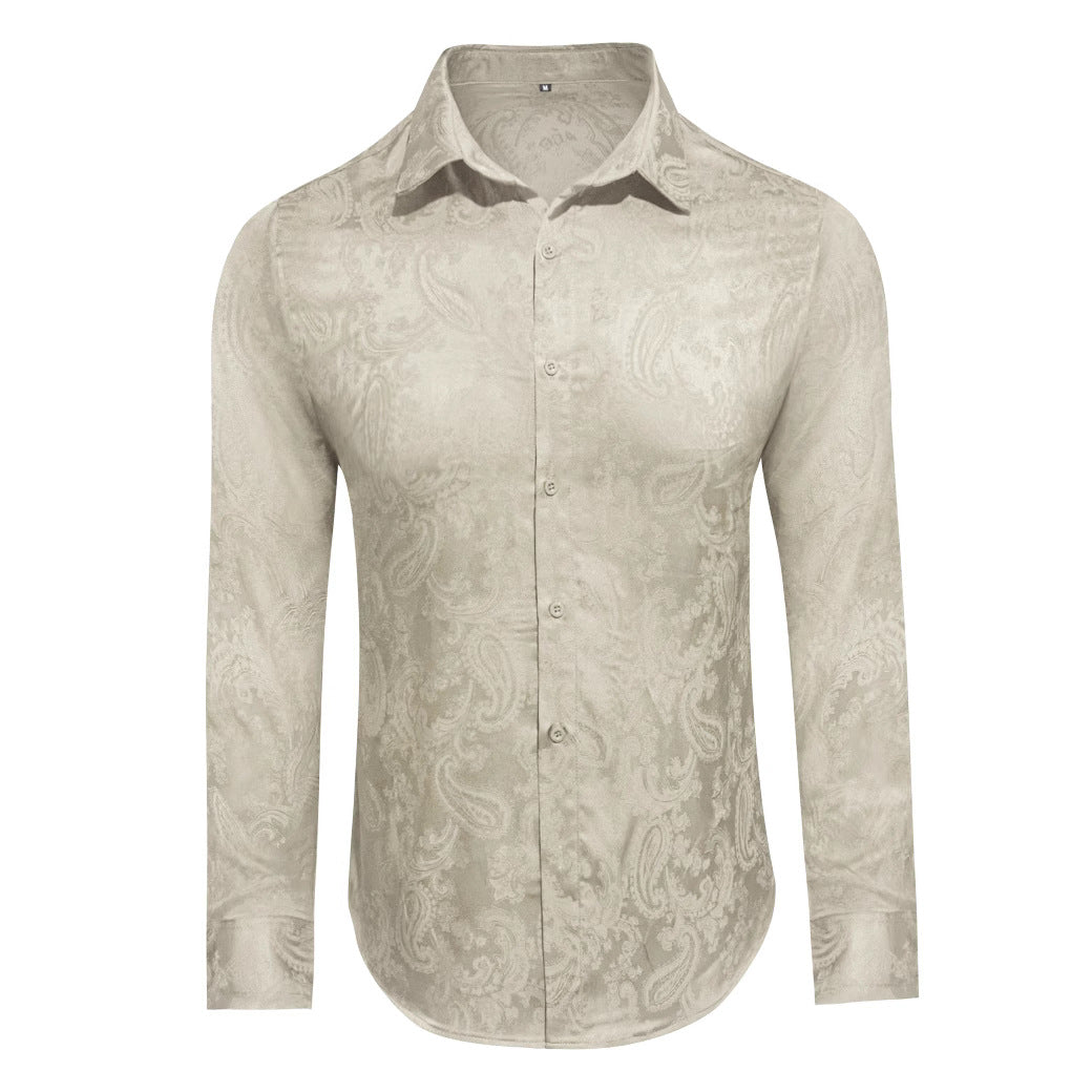 Herren Langarm Hemd mit luxuriösem Jacquard-Muster Echoarchiv
