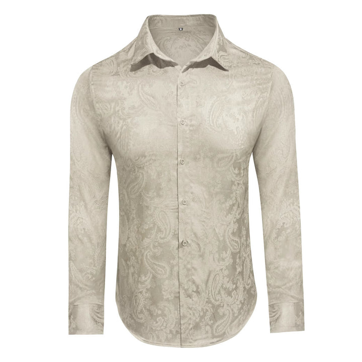 Herren Langarm Hemd mit luxuriösem Jacquard-Muster Echoarchiv