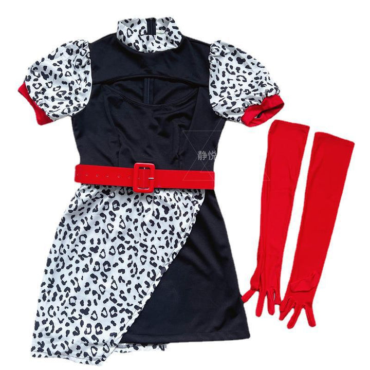 Damen Verführerisches Halloween Kostüm mit Leopardenmuster und langem Umhang Echo Archiv