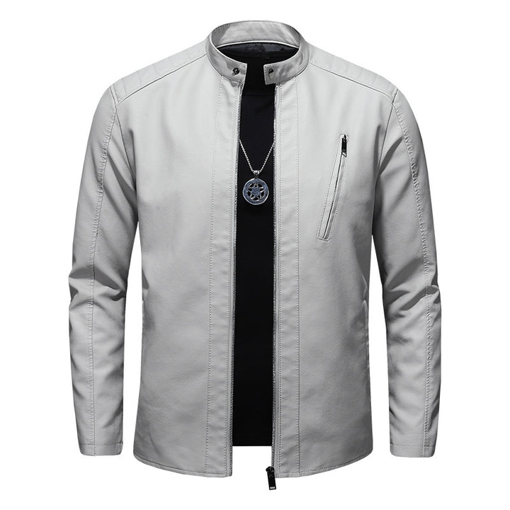 Herren Modische Lederjacke mit hohem Kragen Echo Archiv