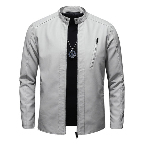 Herren Modische Lederjacke mit hohem Kragen Echo Archiv