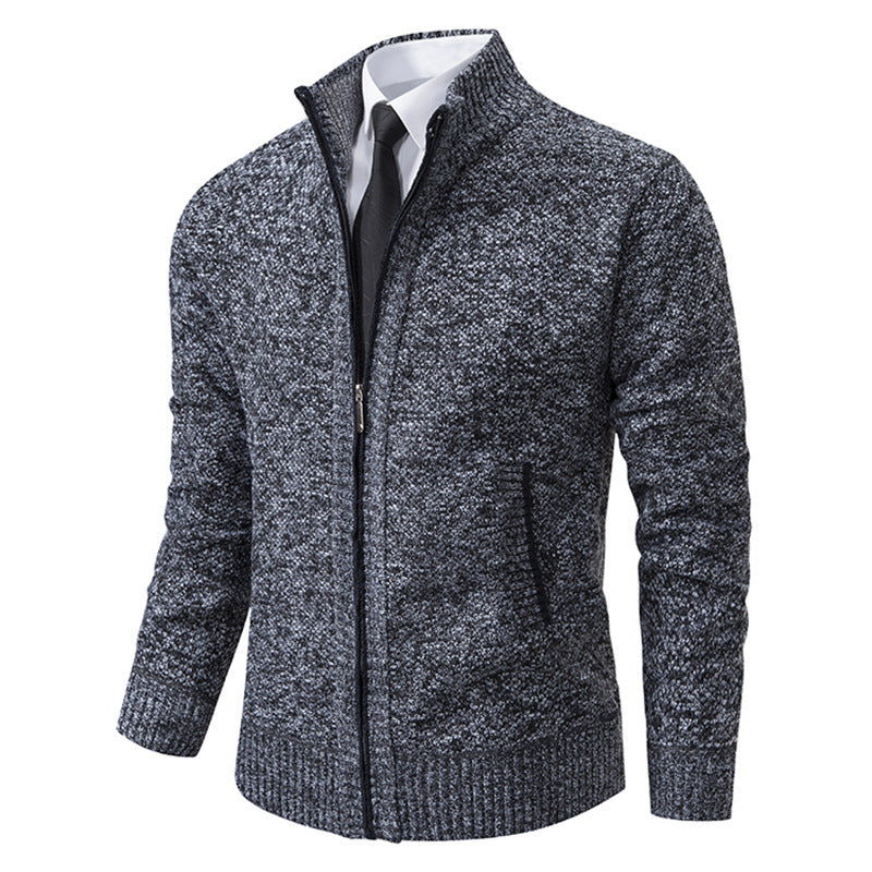Herren nan gehobene Strickjacke mit Stehkragen und durchgehendem Reißverschluss, thermisch isolierend und tailliert geschnitten Echo Archiv