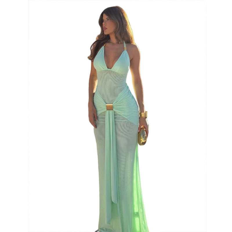 Damen Elegantes Maxikleid mit raffiniertem Wickeldesign Echo Archiv