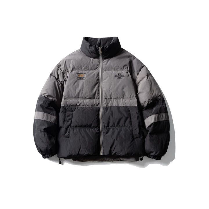 Herren Colorblock-wattierter Kurzblouson mit hohem Stehkragen und Kordelzugsaum Echoarchiv