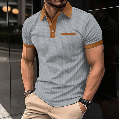 Herren Polohemd mit modernem Farbkontrast und praktischer Brusttasche Echoarchiv