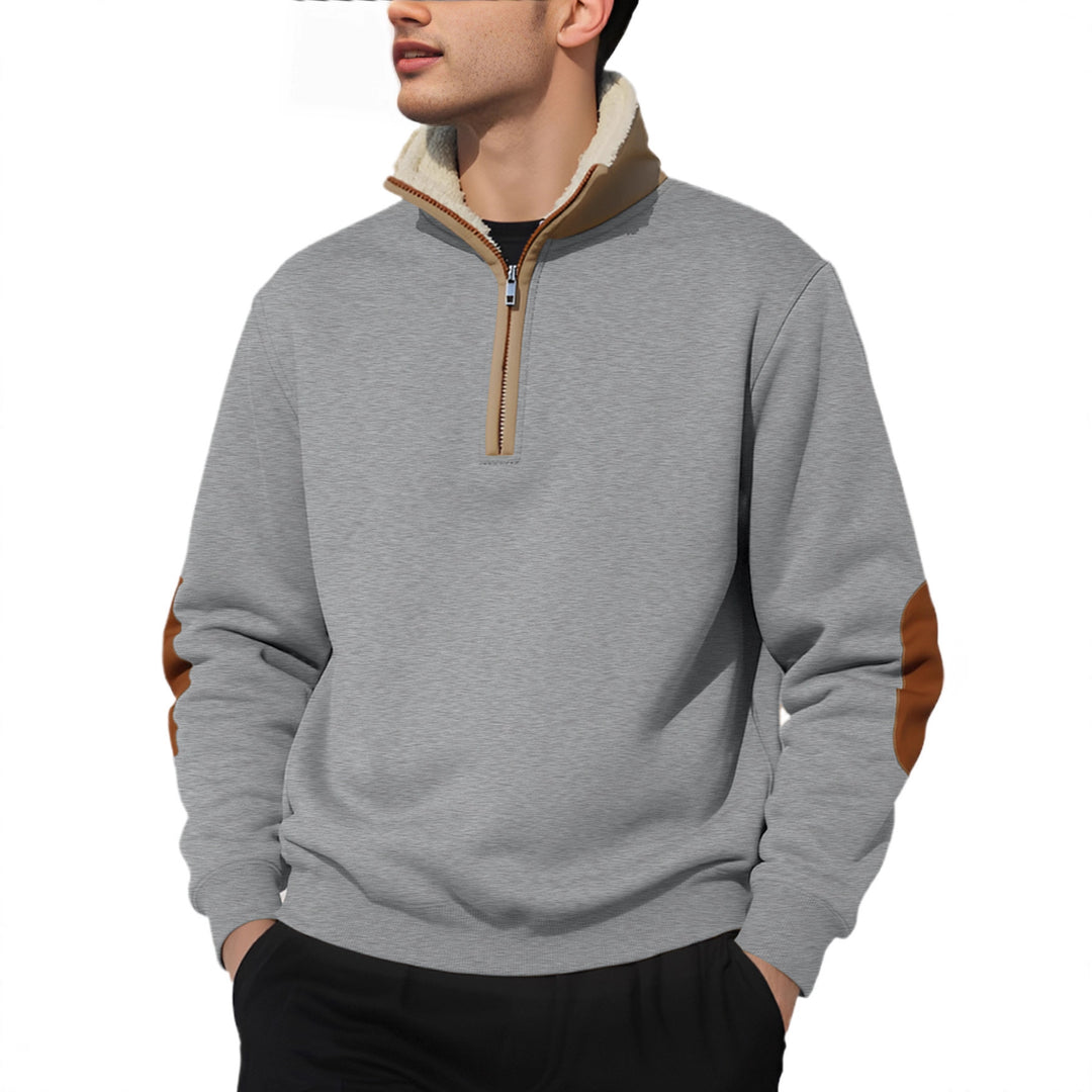 Herren Fleece-Pullover mit hohem Kragen und eleganten Kontrastdetails Echoarchiv