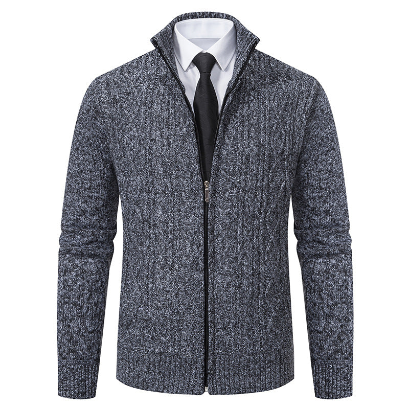 Herren Strickjacke mit Stehkragen und strukturierter Musterung Echoarchiv