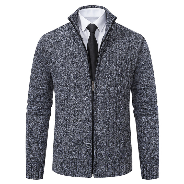 Herren Strickjacke mit Stehkragen und strukturierter Musterung Echoarchiv